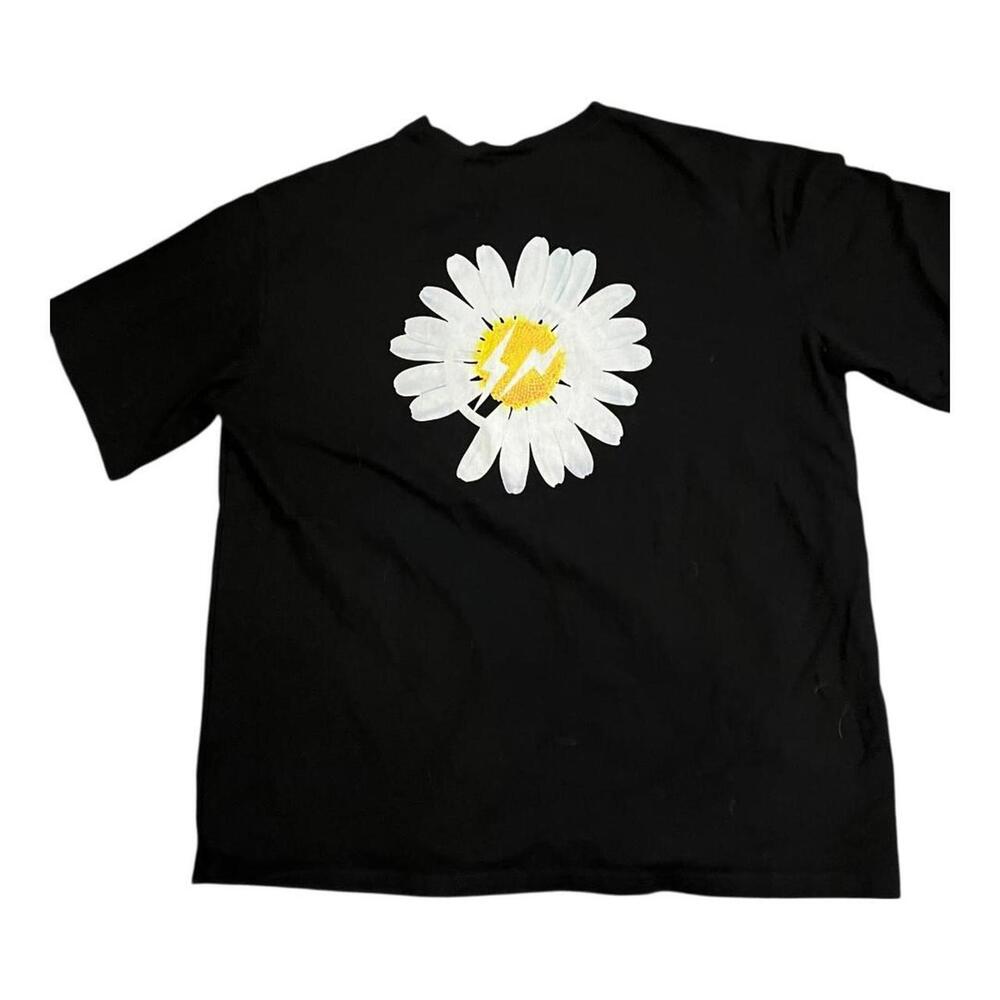 Black T-Shirt with Daisy Print